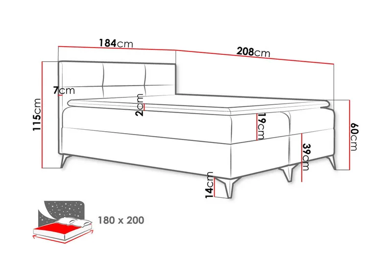 Leckersbo Komplett Sängpaket Kontinentalsäng med förvaring 180x200 cm - Svart - Products - Möbler - Säng - Komplett sängpaket