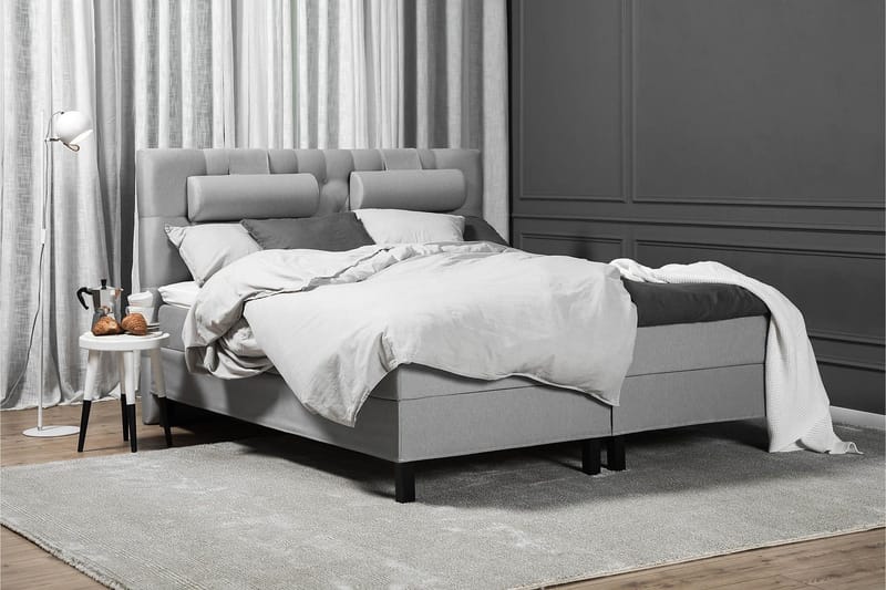 Lucky Komplett Sängpaket 160x200 Skum Diamant Sänggavel - Nackkudde Stor Mellangrå - Products - Möbler - Säng - Kontinentalsäng