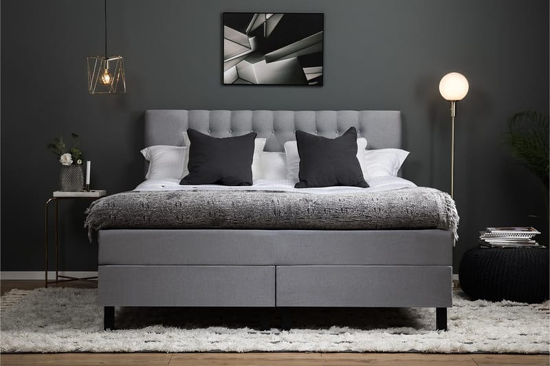 Lucky Komplett Sängpaket 160x200 Polyeter Diamant Sänggavel - Grå - Products - Möbler - Säng - Komplett sängpaket
