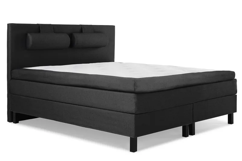 Lucky Komplett Sängpaket 160x200 Polyeter Slät - Nackkudde Stor Svart/Grå - Products - Möbler - Säng - Kontinentalsäng