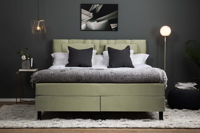 Lucky Komplett Sängpaket 180x200 Skum Diamant Sänggavel - Nackkudde Stor Grön - Products - Möbler - Säng - Kontinentalsäng