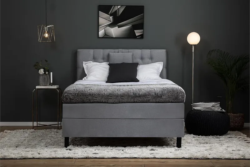 Lucky Kontinentalsäng 120x200Skum - Mellangrå - Products - Möbler - Säng - Enkelsäng