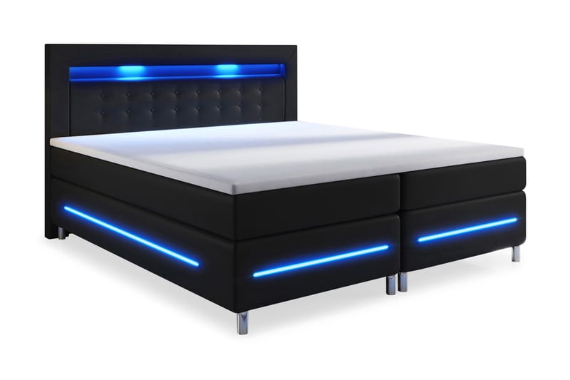 Modena Lyx Sängpaket 160x200 LED-belysning, Svart
