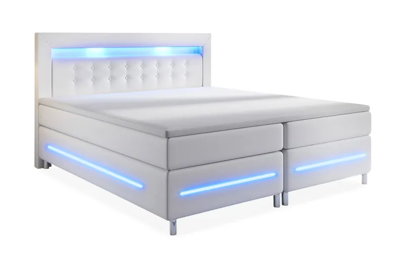 Modena Lyx Sängpaket 160x200 LED-belysning - Vit - Products - Möbler - Säng - Kontinentalsäng