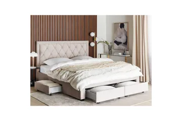 Säng med förvaringslådor Lievin - Beige, 180x200 cm - Products - Möbler - Säng - Säng med förvaring