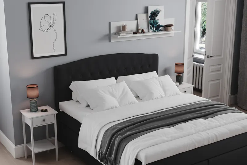 Belda Sänggavel 180 cm Svängd - Svart - Products - Möbler - Säng - Sängtillbehör & sänggavel - Sänggavel