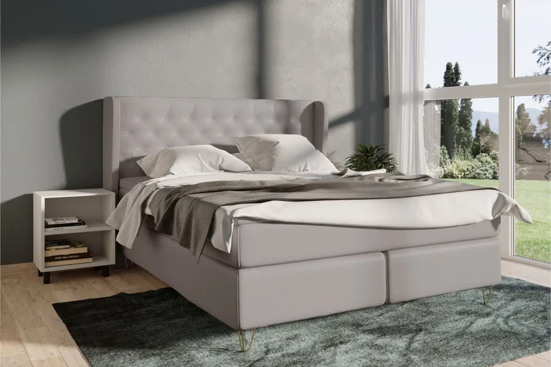 Select No 4 Komplett Sängpaket 120x200 Fast - Ljusgrå/Metall V-form - Products - Möbler - Säng - Enkelsäng