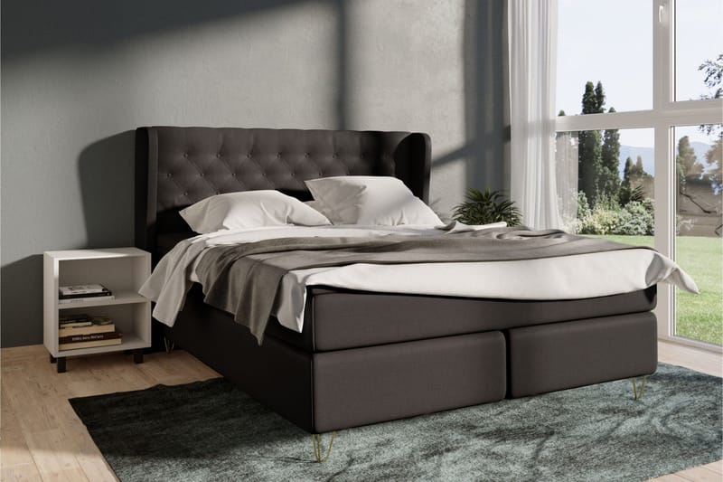 Select No 4 Komplett Sängpaket 120x200 Fast - Mörkgrå/Metall V-form - Products - Möbler - Säng - Enkelsäng