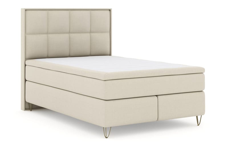 Select No 5 Komplett Sängpaket 140x200 Fast/Medium Watergel - Beige/Metall V-form - Products - Möbler - Säng - Kontinentalsäng