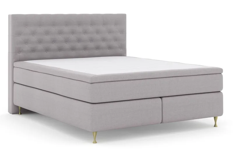 Select No 5 Kontinentalsäng 160x200 Fast/Medium Watergel - Ljusgrå/Guld - Products - Möbler - Säng - Kontinentalsäng