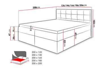 Skaftå Kontinentalsäng 200x200 cm - Svart/Grå/Vit - Products - Möbler - Säng - Säng med förvaring