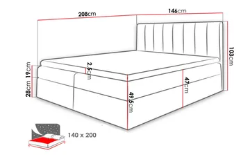 Vasil Kontinentalsäng 140x200 - Beige - Products - Möbler - Säng - Säng med förvaring