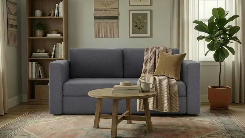 Alnaryd 2-3-sits Bäddsoffa med Fällbart Armstöd - Grå - Products - Möbler - Soffa - Bäddsoffa - 2 sits bäddsoffa