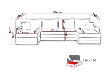 Alvared 4-sits Bäddsoffa med Dubbeldivan med Förvaring - Röd - Products - Möbler - Soffa - Bäddsoffa - U bäddsoffa