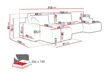Barile Bäddsoffa Dubbeldivan 4-sits i Plysch - Brun - Products - Möbler - Soffa - Bäddsoffa - U bäddsoffa