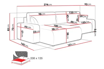 Barile Bäddsoffa med Divan 3-sits i Plysch - Grå - Products - Möbler - Soffa - Bäddsoffa - Bäddsoffa divan