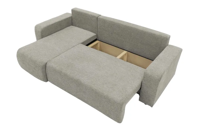 Barile Bäddsoffa med Divan 3-sits i Plysch - Grå - Products - Möbler - Soffa - Bäddsoffa - Bäddsoffa divan