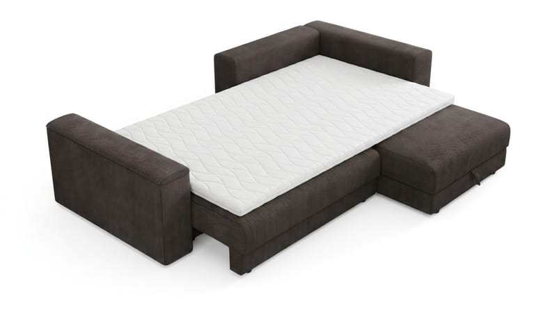 Bergen Extra djup 3-sits Bäddsoffa med Divan och Bäddmadrass i Memoryskum och Tvättbar klädsel - Taupe - Products - Möbler - Soffa - Bäddsoffa - Bäddsoffa divan