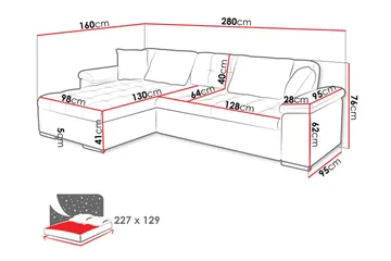 Camior Bäddsoffa m. Divan 3-sits - Vit - Products - Möbler - Soffa - Bäddsoffa - Bäddsoffa divan
