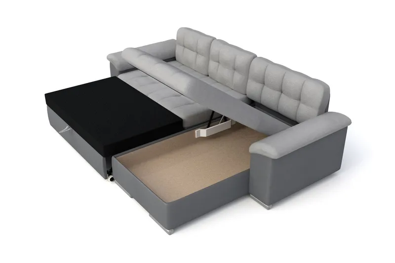 Camior Divanbäddsoffa 280x160x76 cm - Grå - Products - Möbler - Soffa - Bäddsoffa - Bäddsoffa längsbäddad