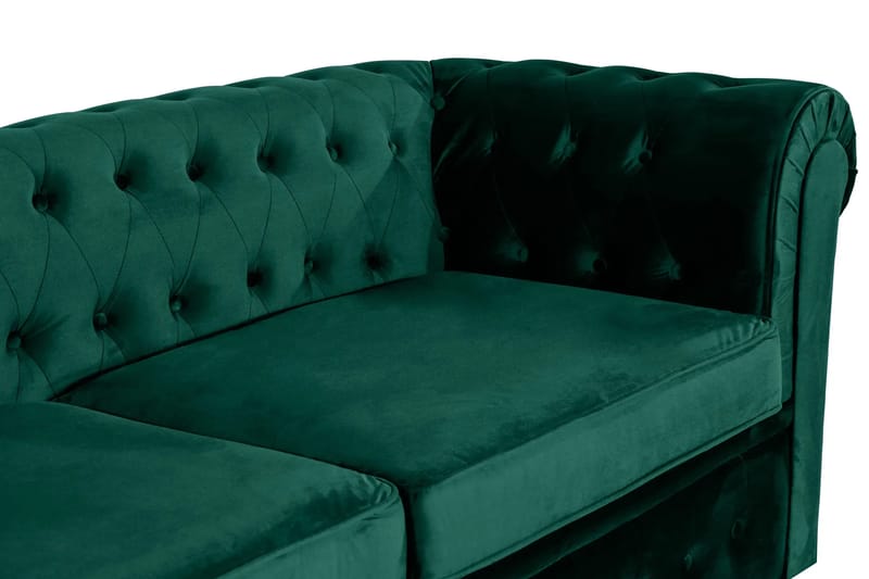 Chesterfield Lyx 3-sits Framåtbäddad Bäddsoffa med HVILA Bäddmadrass 140x200 cm Memoryskum med Tvättbar klädsel - Grön - Products - Möbler - Soffa - Bäddsoffa - 3 sits bäddsoffa