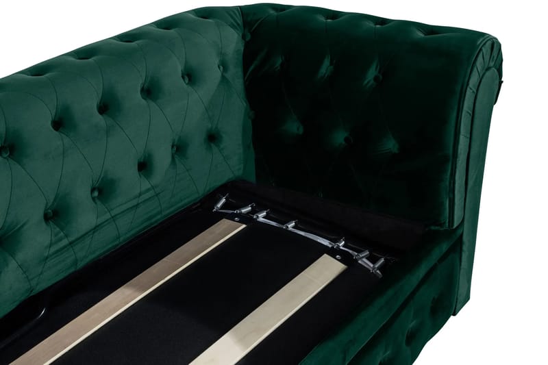 Chesterfield Lyx 3-sits Framåtbäddad Bäddsoffa med HVILA Bäddmadrass 140x200 cm Memoryskum med Tvättbar klädsel - Grön - Products - Möbler - Soffa - Bäddsoffa - 3 sits bäddsoffa