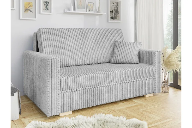 Denegal 2-sits liten bäddsoffa i Sammet - Grå - Products - Möbler - Soffa - Bäddsoffa - 2 sits bäddsoffa