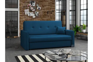 Denegal 2-sits liten bäddsoffa i Plysch - Blå - Products - Möbler - Soffa - Bäddsoffa - 2 sits bäddsoffa