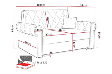 Denegal 2-sits liten bäddsoffa i Plysch - Blå - Products - Möbler - Soffa - Bäddsoffa - 2 sits bäddsoffa