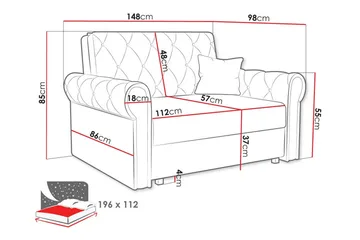 Denegal 2-sits liten bäddsoffa i Plysch - Blå - Products - Möbler - Soffa - Bäddsoffa - 2 sits bäddsoffa