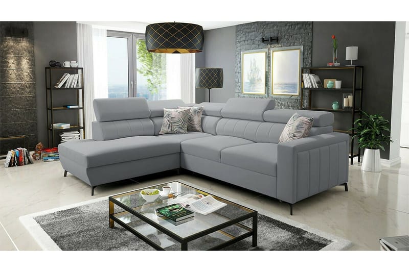 Galbally 3-sits Hörnbäddsoffa Light grey - Products - Möbler - Soffa - Bäddsoffa - Hörnbäddsoffa