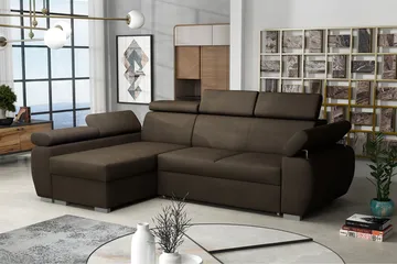 Halliday Hörnsoffa Vänster - Brun - Products - Möbler - Soffa - Bäddsoffa - Bäddsoffa divan