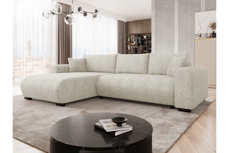 Handda Bäddsoffa med Divan 3-sits i Bouclé - Beige - Products - Möbler - Soffa - Bäddsoffa - Bäddsoffa divan