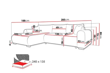 Handda Bäddsoffa med Divan 3-sits i Manchester - Rosa - Products - Möbler - Soffa - Bäddsoffa - Bäddsoffa divan