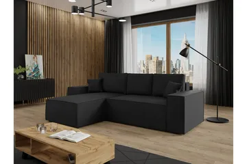 Knocklong 3-sits Hörnbäddsoffa - Svart - Products - Möbler - Soffa - Bäddsoffa - Hörnbäddsoffa