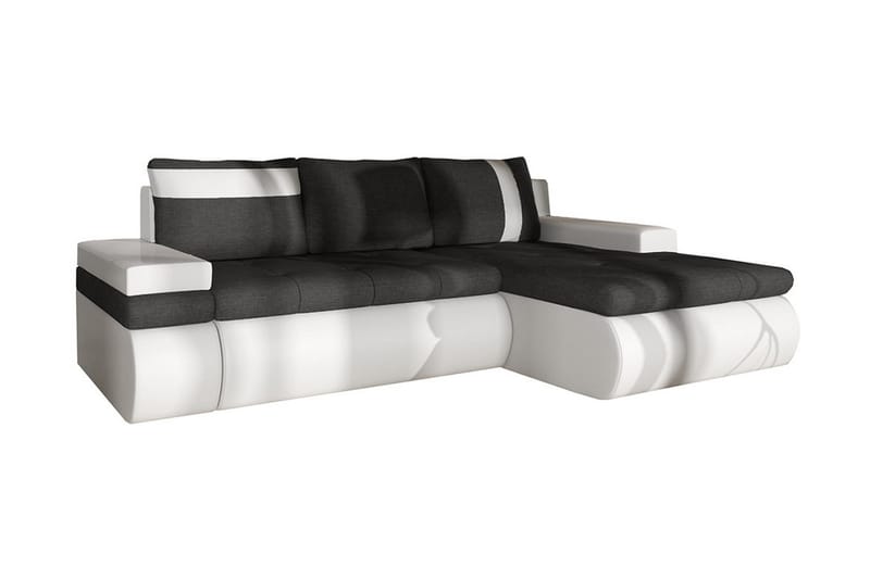 Lavona Divanbäddsoffa Mini Höger, Mörkgrå/Vit