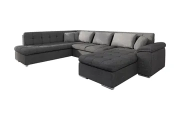 Niko U-Bäddsoffa 350x205x76 cm Divan Höger - Grå - Products - Möbler - Soffa - Bäddsoffa - Bäddsoffa divan