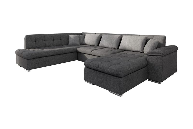 Niko U-Bäddsoffa 350x205x76 cm Divan Höger - Grå - Products - Möbler - Soffa - Bäddsoffa - Bäddsoffa divan