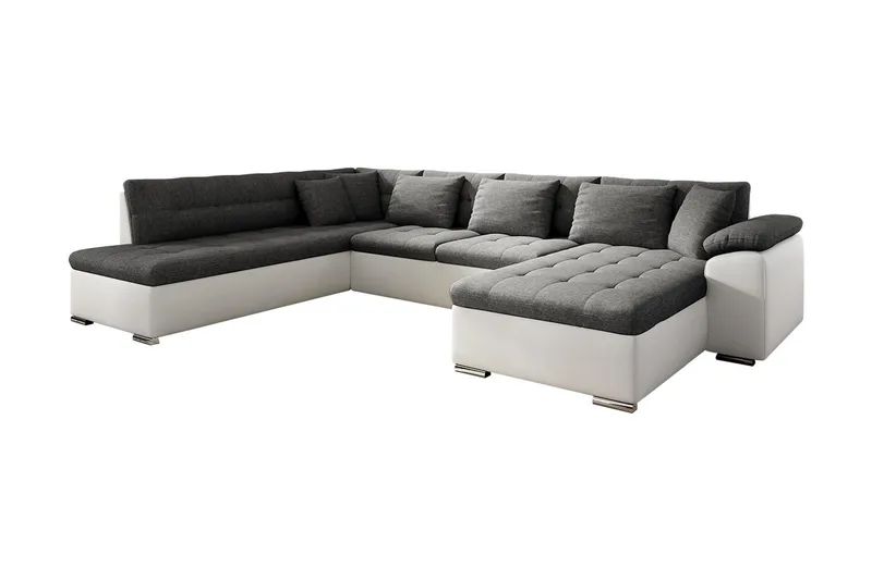 Niko U-Bäddsoffa 350x205x76 cm Divan Höger, Vit/Grå