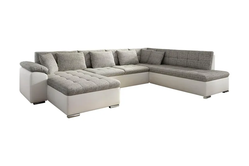 Niko U-Bäddsoffa 350x205x76 cm Divan Vänster, Vit/Grå