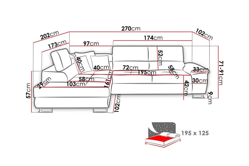 Reginia 3-sits Hörnbäddsoffa - Products - Möbler - Soffa - Bäddsoffa - Hörnbäddsoffa