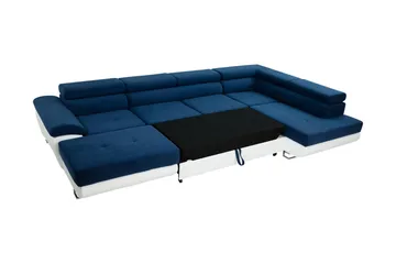 Reginia Bäddsoffa med Divan och Schäslong 4-sits i Konstläder - Vit/Grå - Products - Möbler - Soffa - Bäddsoffa - Bäddsoffa divan