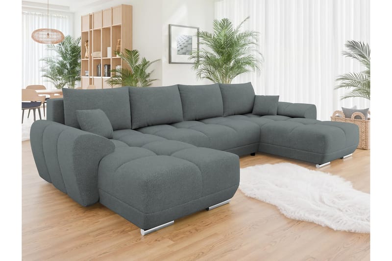 Simerly Bäddsoffa Dubbeldivan 4-sits - Mörkgrå - Products - Möbler - Soffa - Bäddsoffa - U bäddsoffa