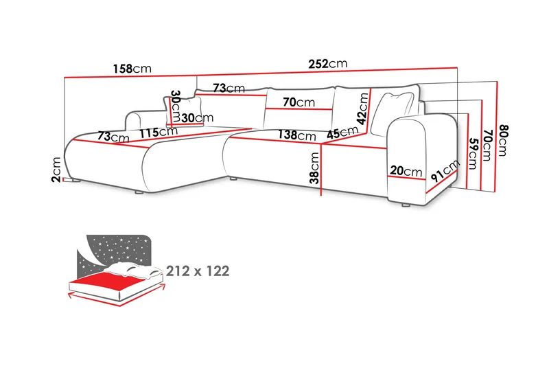 Tacon Bäddsoffa m. Divan 3-sits - Vit/Svart - Products - Möbler - Soffa - Bäddsoffa - Bäddsoffa divan
