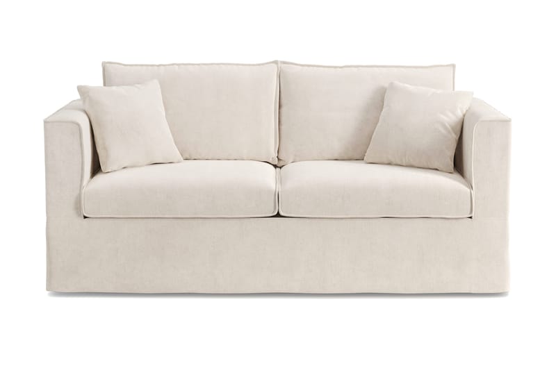 Travstad 3-sits Bäddsoffa med HVILA Bäddmadrass 140x200 cm Latex med Tvättbar klädsel, Beige/Vit