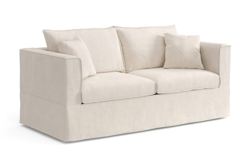 Travstad 3-sits Bäddsoffa med HVILA Bäddmadrass 140x200 cm Latex med Tvättbar klädsel - Beige/Vit - Products - Möbler - Soffa - Bäddsoffa - 3 sits bäddsoffa