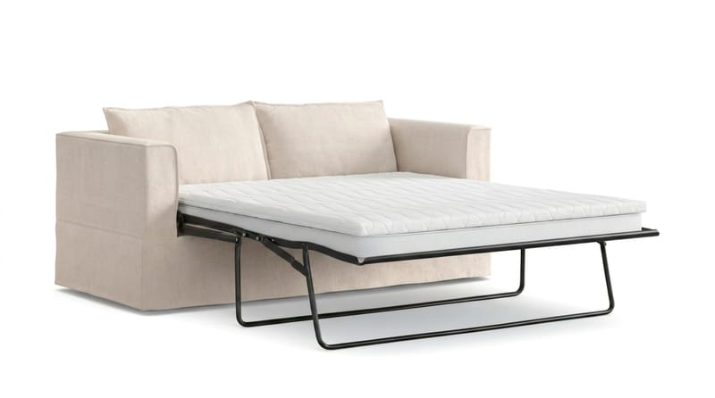 Travstad 3-sits Bäddsoffa med HVILA Bäddmadrass 140x200 cm Latex med Tvättbar klädsel - Beige/Vit - Products - Möbler - Soffa - Bäddsoffa - 3 sits bäddsoffa