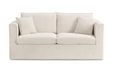 Travstad 3-sits Bäddsoffa med HVILA Bäddmadrass 140x200 cm Memoryskum med Tvättbar klädsel, Beige/Vit