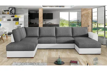 Wilma 6-sits Bäddsoffa - Grå/Vit - Products - Möbler - Soffa - Bäddsoffa - Bäddsoffa längsbäddad