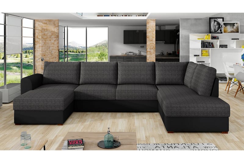 Wilma 6-sits Bäddsoffa - Mörkgrå/Svart - Products - Möbler - Soffa - Bäddsoffa - Bäddsoffa längsbäddad
